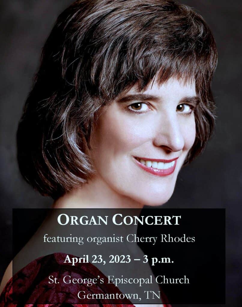 Promotion for Cherry Rhodes organ concert