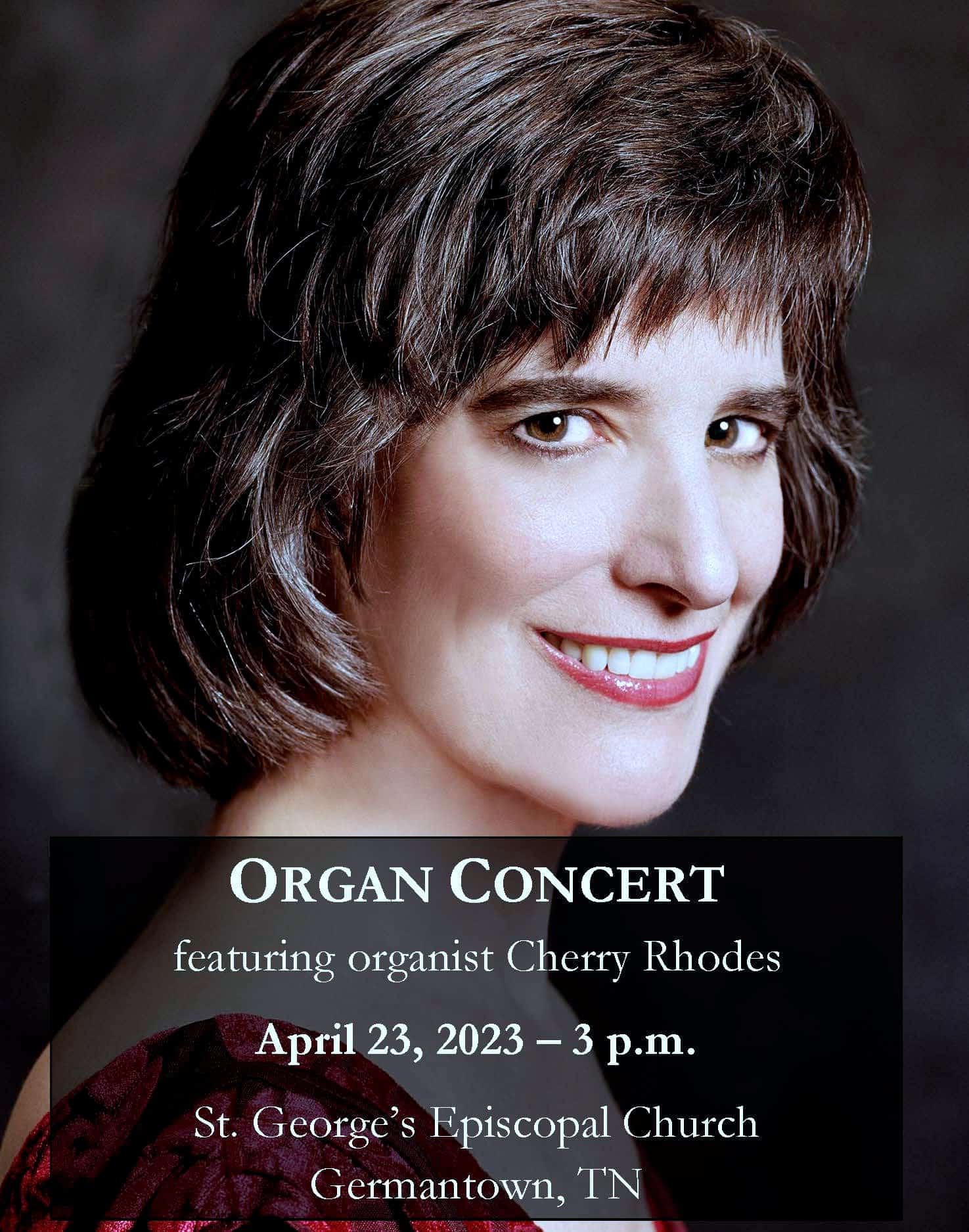 Promotion for Cherry Rhodes organ concert