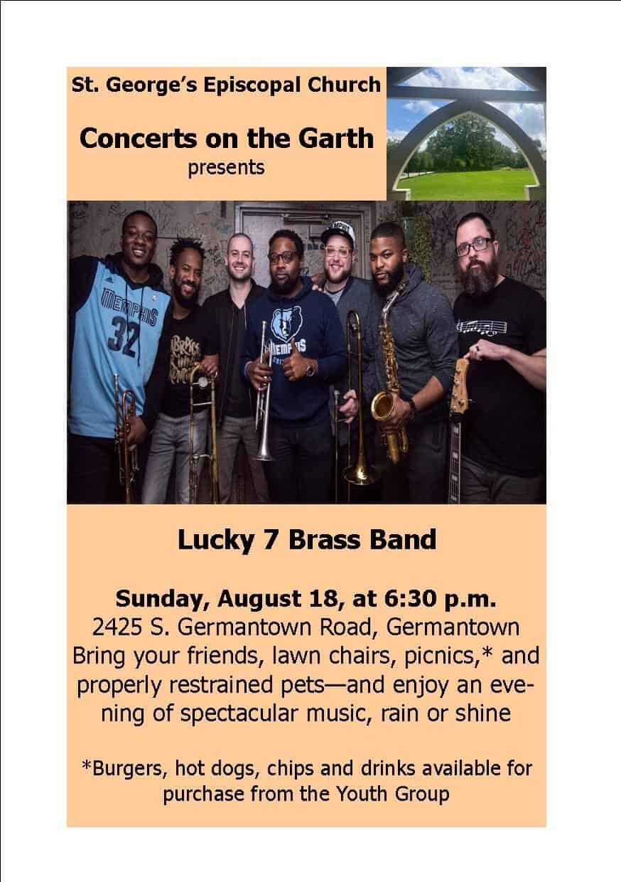 Read more about the article Concerts on the Garth with the Lucky 7 Brass Band